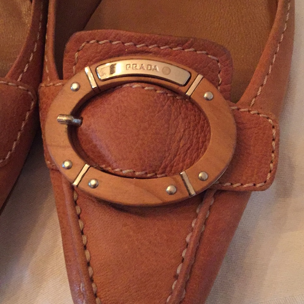 Prada Logo Loafers Slip-on Leather  38.5